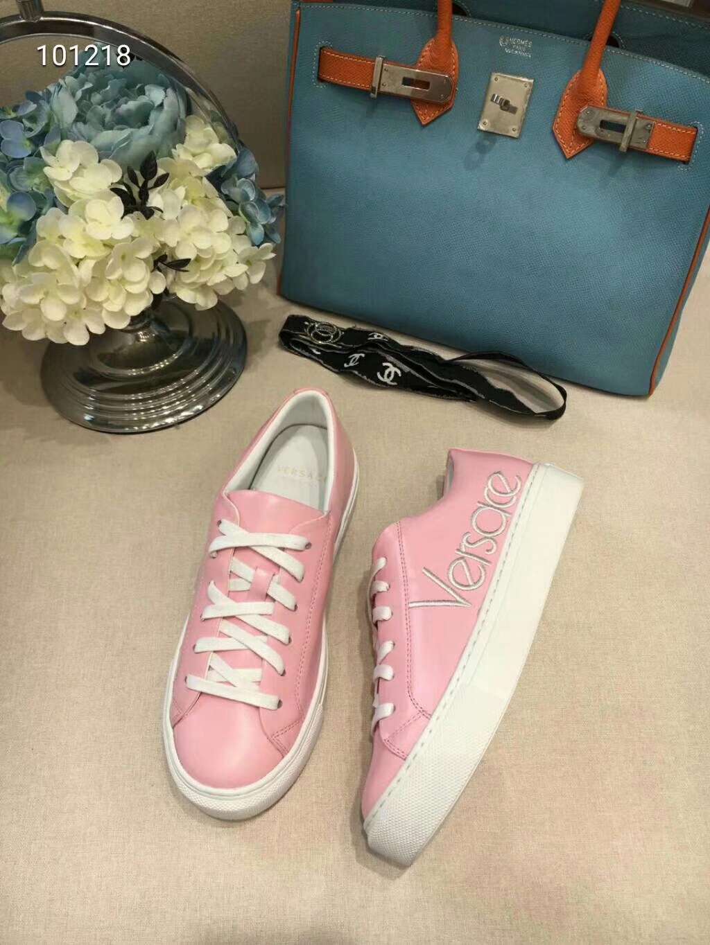 2019 NEW Versace Real leather shoes VERSACE101218pink