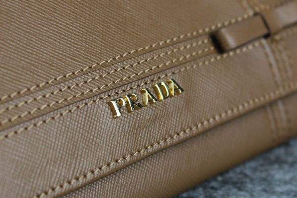 New Prada Bowknot Saffiano Leather Wallet 1383 apricot