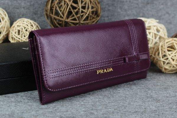 New Prada Bowknot Saffiano Leather Wallet 1383 purple - Click Image to Close