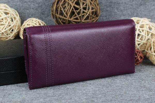 New Prada Bowknot Saffiano Leather Wallet 1383 purple