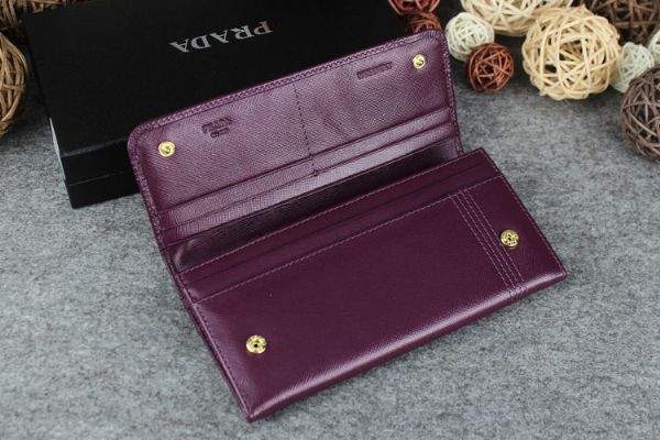 New Prada Bowknot Saffiano Leather Wallet 1383 purple - Click Image to Close