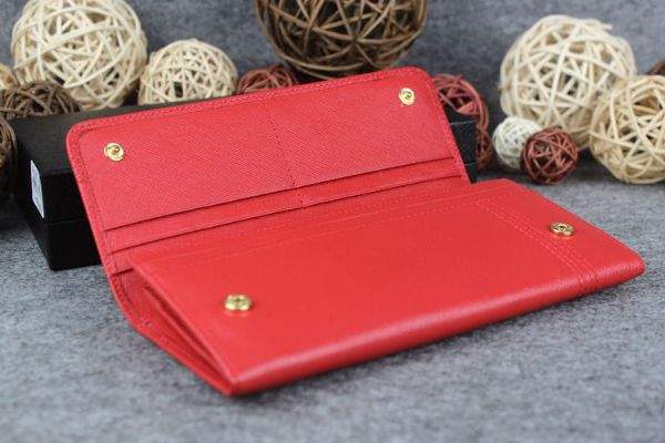 New Prada Bowknot Saffiano Leather Wallet 1383 red - Click Image to Close