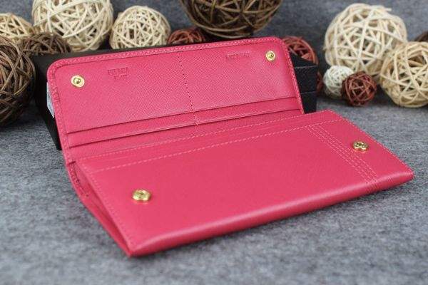 New Prada Bowknot Saffiano Leather Wallet 1383 rose red - Click Image to Close