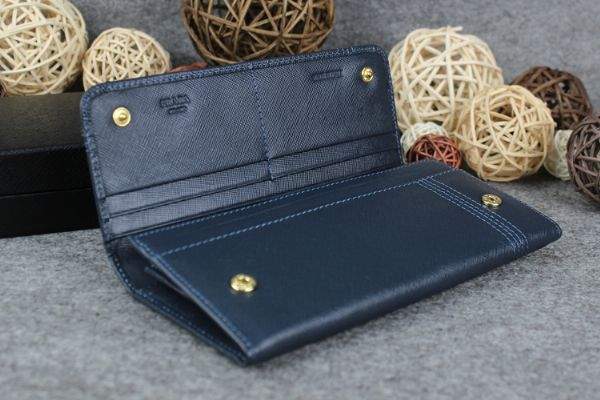New Prada Bowknot Saffiano Leather Wallet 1383 dark blue - Click Image to Close