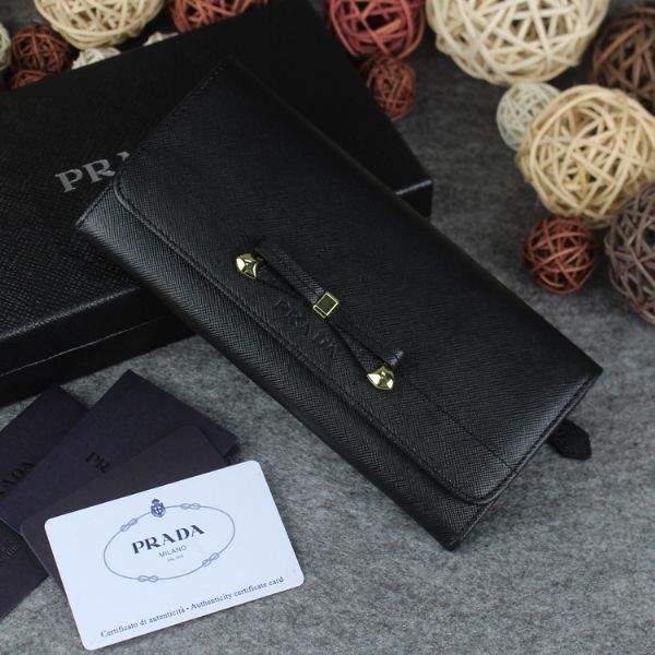 2013 Prada Saffiano Leather Wallet 2383 black