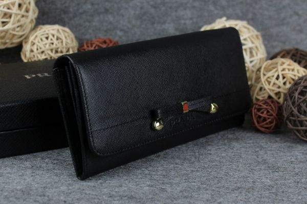 2013 Prada Saffiano Leather Wallet 2383 black - Click Image to Close