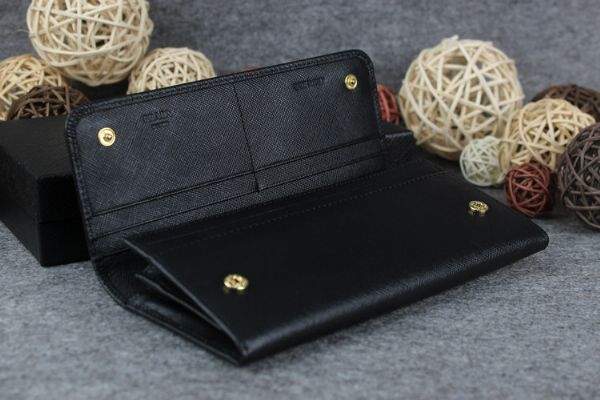 2013 Prada Saffiano Leather Wallet 2383 black - Click Image to Close