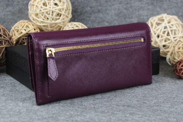2013 Prada Saffiano Leather Wallet 2383 purple - Click Image to Close