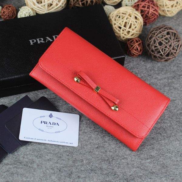 2013 Prada Saffiano Leather Wallet 2383 red - Click Image to Close