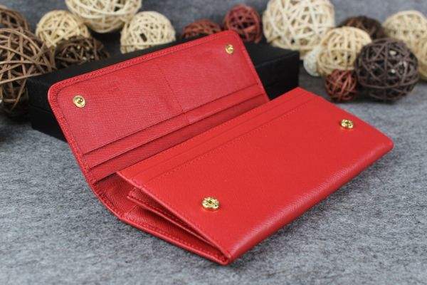 2013 Prada Saffiano Leather Wallet 2383 red