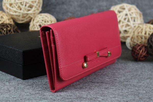 2013 Prada Saffiano Leather Wallet 2383 rose red