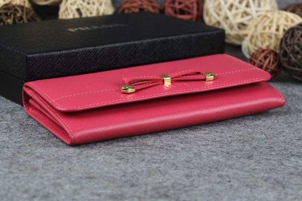 2013 Prada Saffiano Leather Wallet 2383 rose red