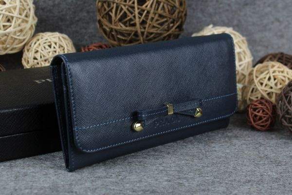 2013 Prada Saffiano Leather Wallet 2383 dark blue - Click Image to Close