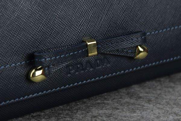 2013 Prada Saffiano Leather Wallet 2383 dark blue