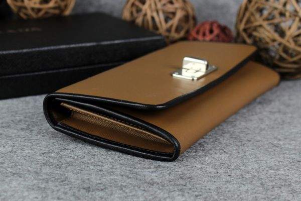 2013 Prada Saffiano Leather Wallet 5383 apricot - Click Image to Close