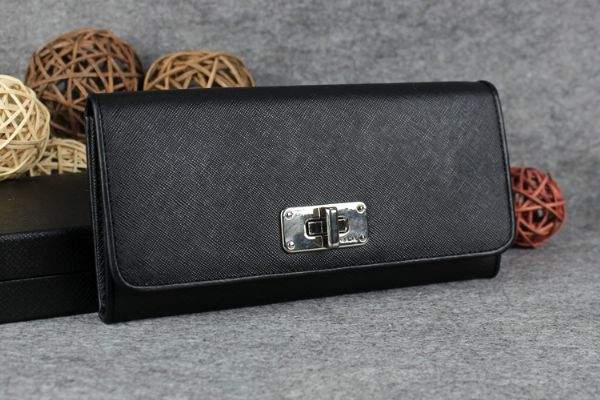 2013 Prada Saffiano Leather Wallet 5383 black