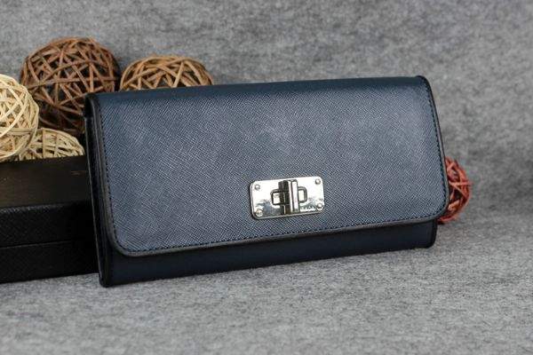2013 Prada Saffiano Leather Wallet 5383 dark blue