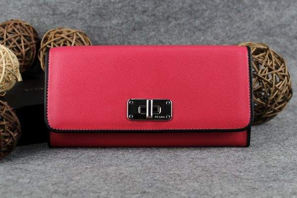 2013 Prada Saffiano Leather Wallet 5383 rose red