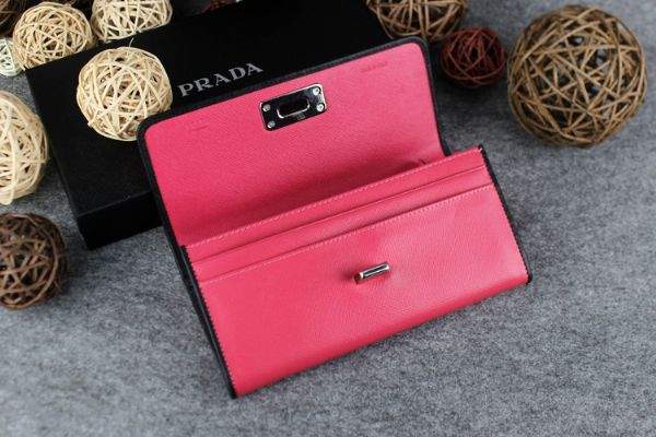 2013 Prada Saffiano Leather Wallet 5383 rose red