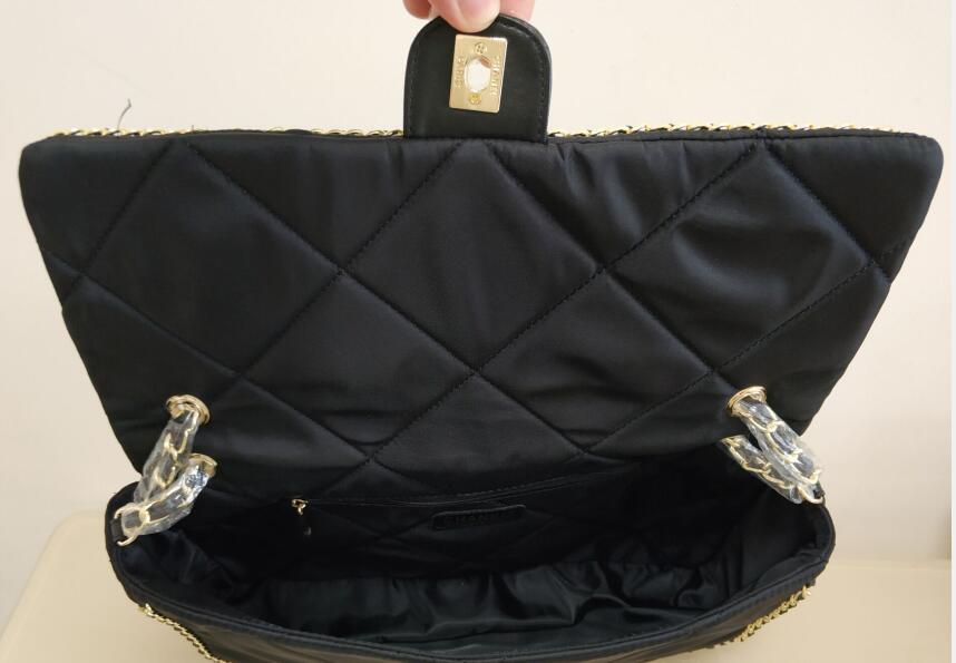 2019 Chanel 32078 black canvas leather with Gold hardware