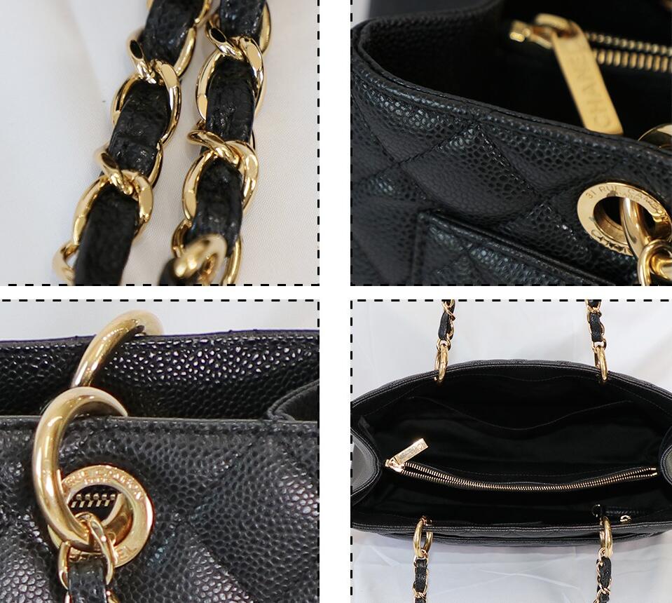 original quality Chanel 35899 Black caviar leather with Gold hardware