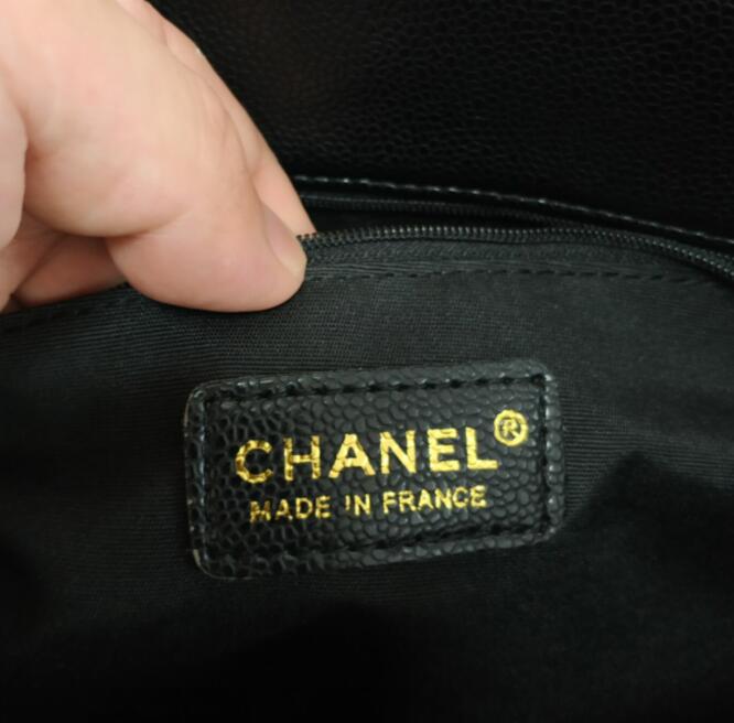 original quality Chanel 35899 Black caviar leather with Gold hardware