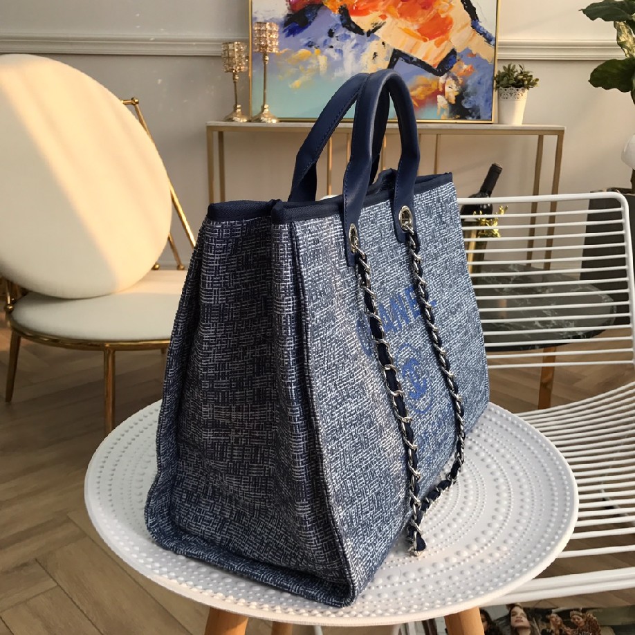 best quality original Chanel canvas tote shopping bags 30492 blue