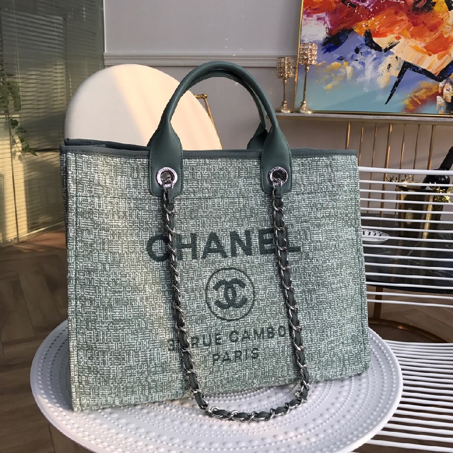 best quality original Chanel canvas tote shopping bags 30492 green