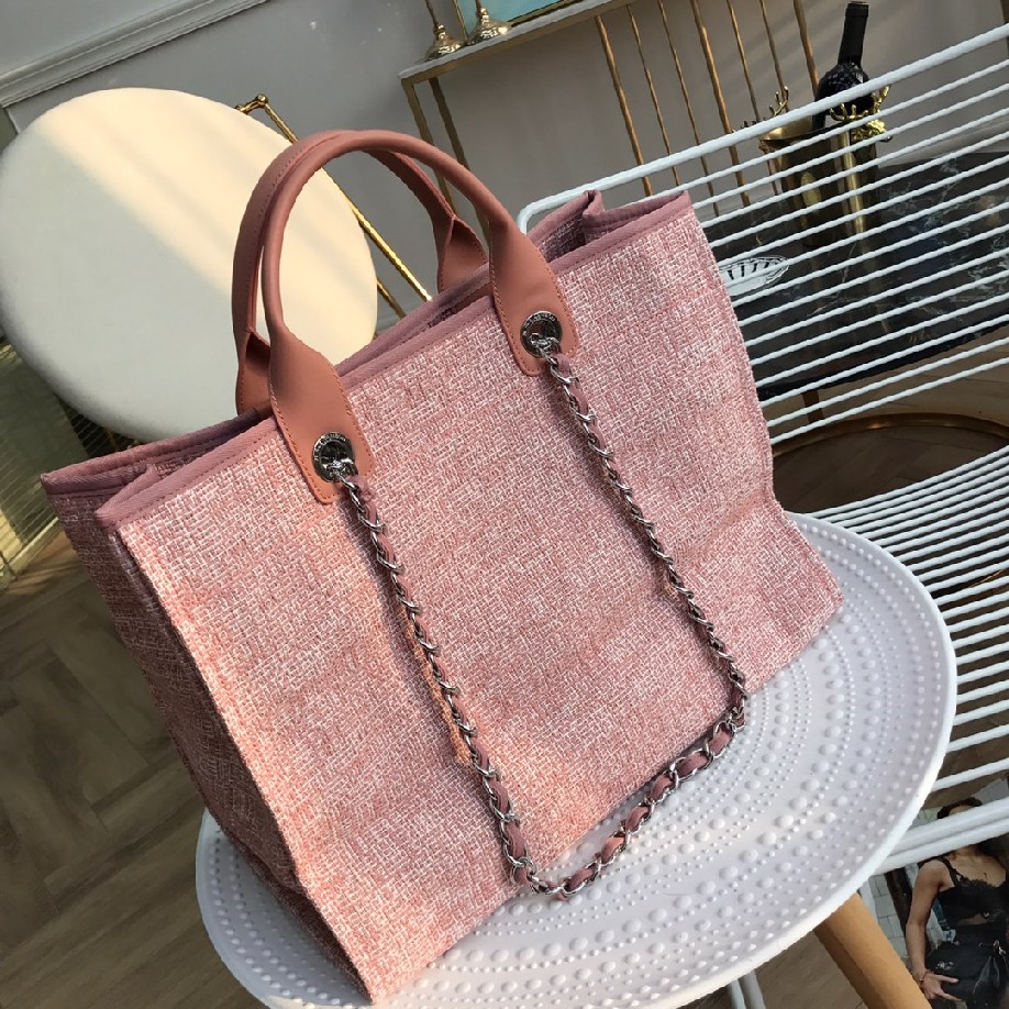 best quality original Chanel canvas tote shopping bags 30492 pink