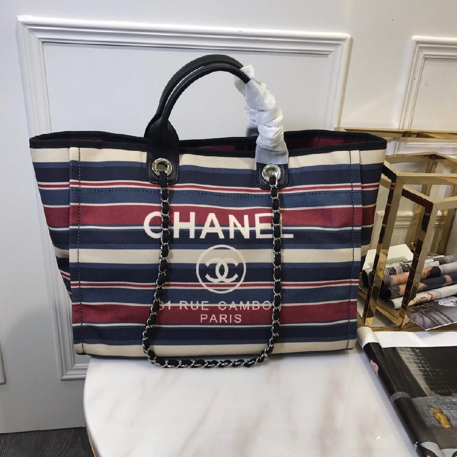 best quality original Chanel canvas tote shopping bags 30492 red & white - Click Image to Close
