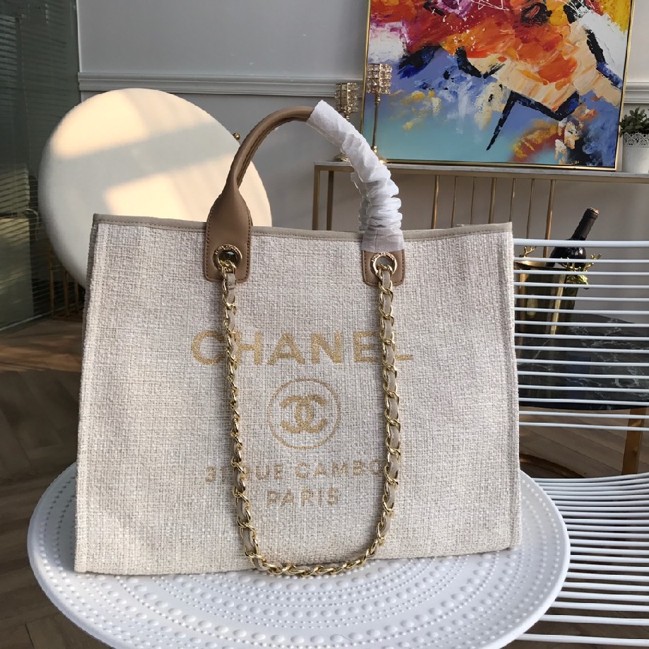 best quality original Chanel canvas tote shopping bags 30492 apricot