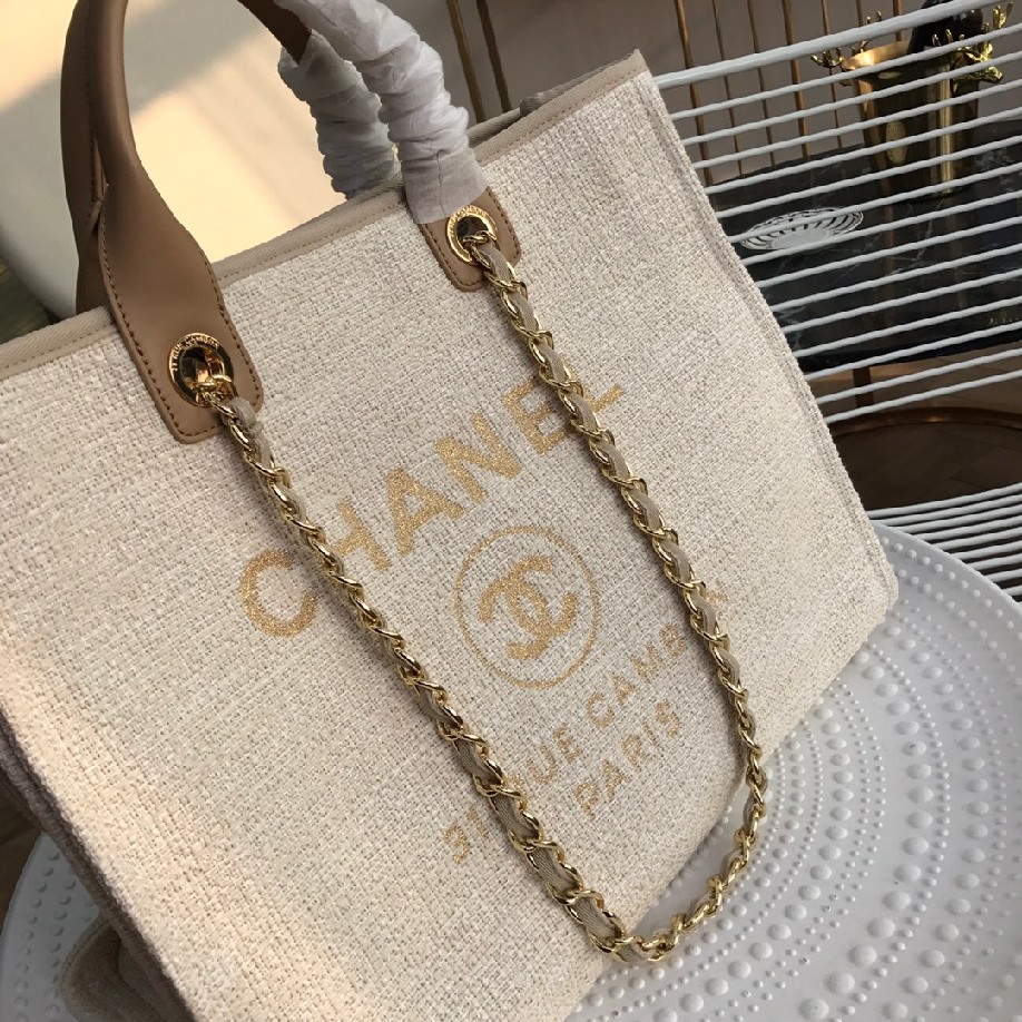 best quality original Chanel canvas tote shopping bags 30492 apricot - Click Image to Close