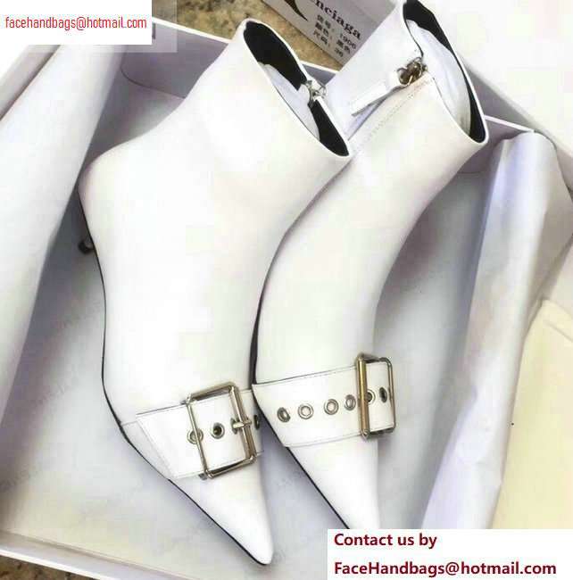 Balenciaga Heel 4.5cm Belt Zipped Booties White 2020 - Click Image to Close