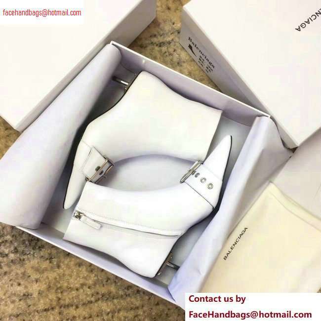 Balenciaga Heel 4.5cm Belt Zipped Booties White 2020