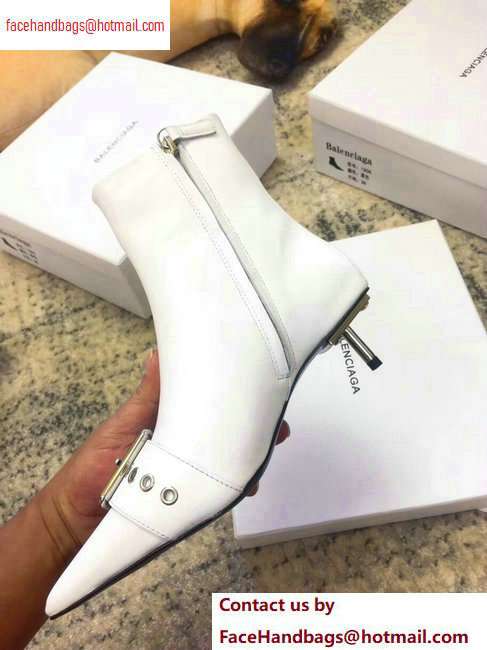 Balenciaga Heel 4.5cm Belt Zipped Booties White 2020 - Click Image to Close