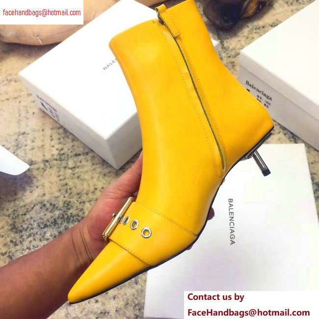 Balenciaga Heel 4.5cm Belt Zipped Booties Yellow 2020