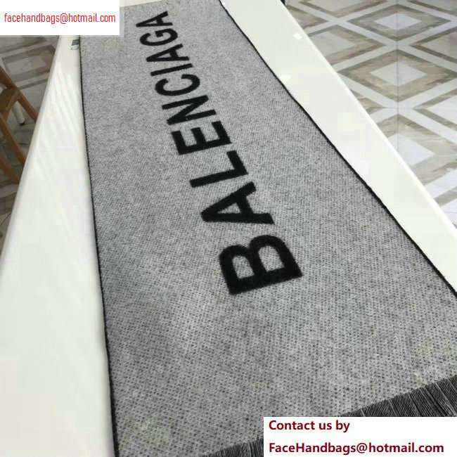 Balenciaga Logo Print Scarf 34x200cm Black 2020