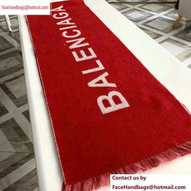Balenciaga Logo Print Scarf 34x200cm Red 2020