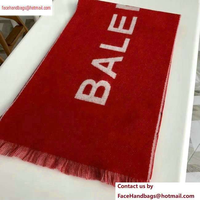 Balenciaga Logo Print Scarf 34x200cm Red 2020 - Click Image to Close