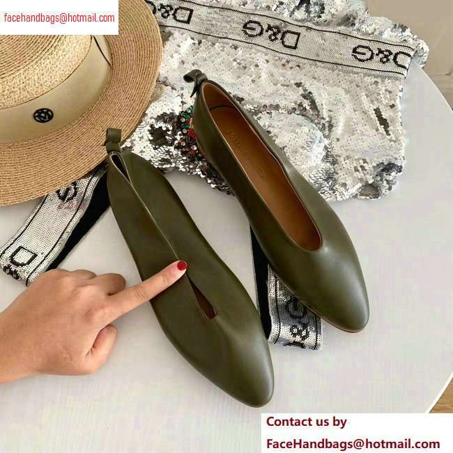 Bottega Veneta Heel 1cm Almond Flats Dark Green 2020 - Click Image to Close