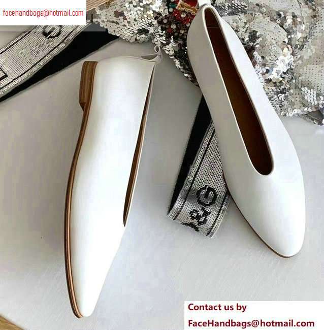 Bottega Veneta Heel 1cm Almond Flats White 2020