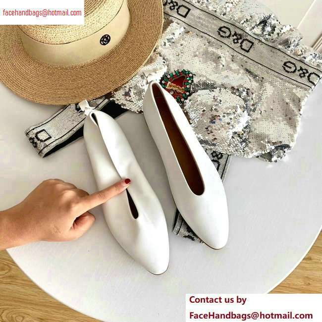 Bottega Veneta Heel 1cm Almond Flats White 2020 - Click Image to Close