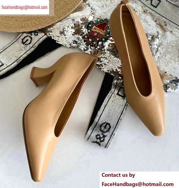 Bottega Veneta Heel 7.5cm Almond Toe Pumps Apricot 2020 - Click Image to Close