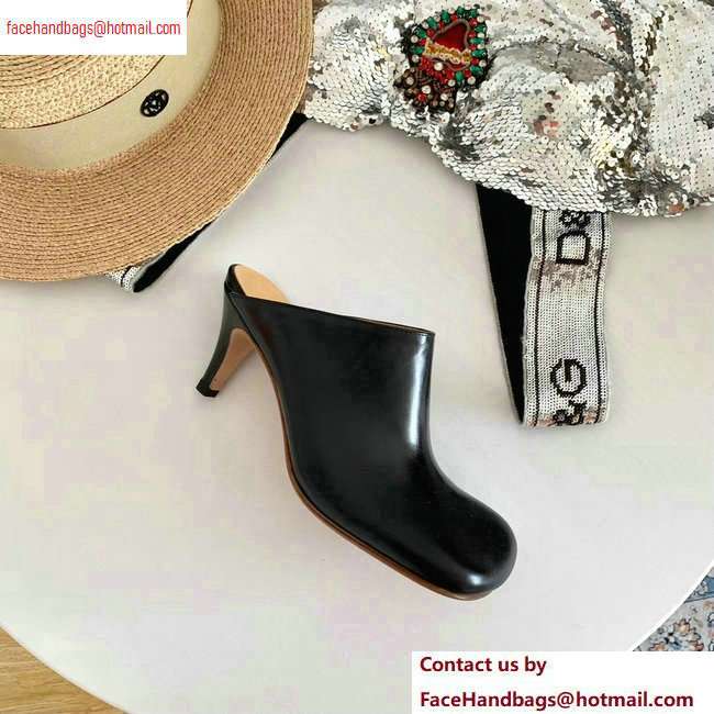 Bottega Veneta Heel 8.5cm Square Toe Bloc Mules Black 2020 - Click Image to Close