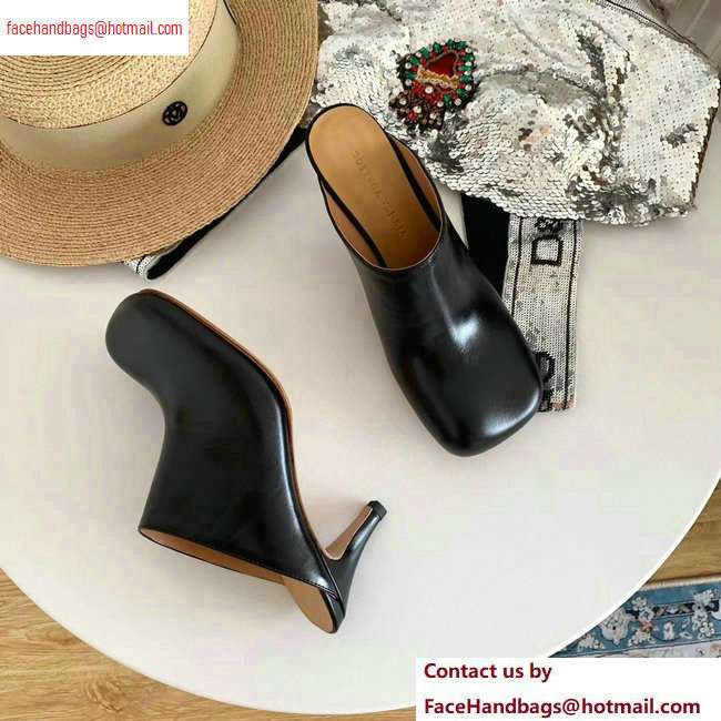 Bottega Veneta Heel 8.5cm Square Toe Bloc Mules Black 2020