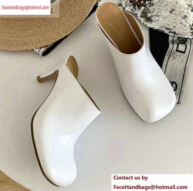 Bottega Veneta Heel 8.5cm Square Toe Bloc Mules White 2020 - Click Image to Close