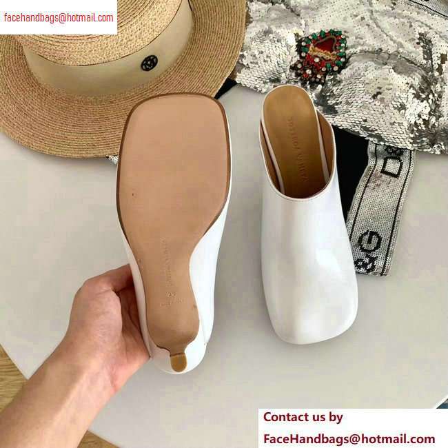 Bottega Veneta Heel 8.5cm Square Toe Bloc Mules White 2020