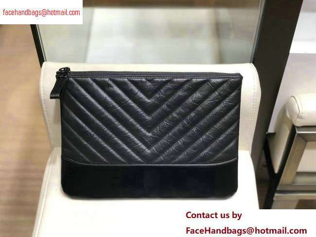 Chanel Aged Calfskin Gabrielle Pouch Clutch Small Bag A84287 So Black 2020 - Click Image to Close
