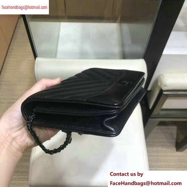 Chanel Aged Calfskin Gabrielle Wallet on Chain WOC Bag A84389 So Black 2020 - Click Image to Close