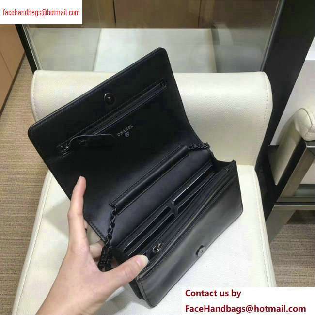 Chanel Aged Calfskin Gabrielle Wallet on Chain WOC Bag A84389 So Black 2020